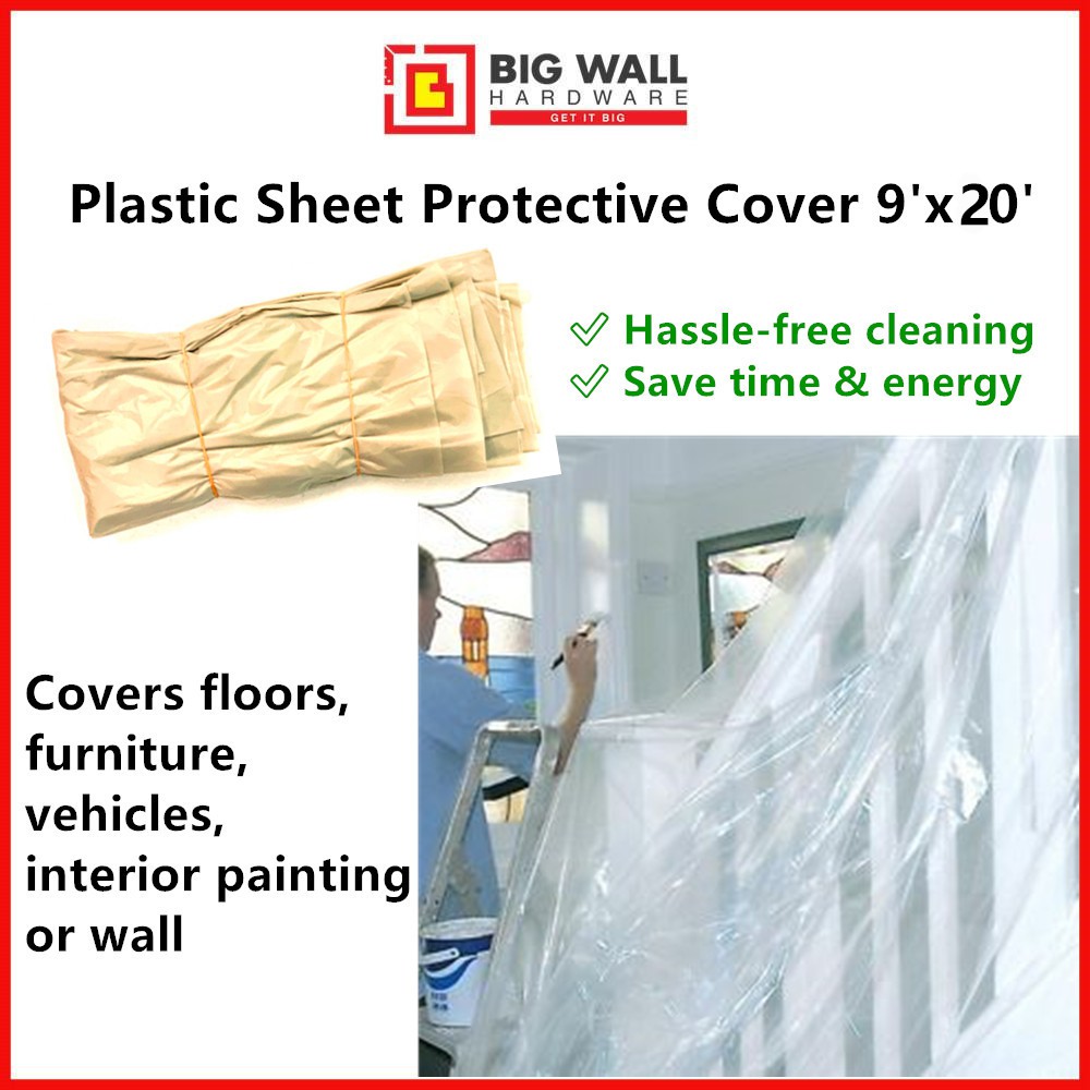 Multipurpose Plastic Sheet Protective Cover 9'x20' / Pretaped