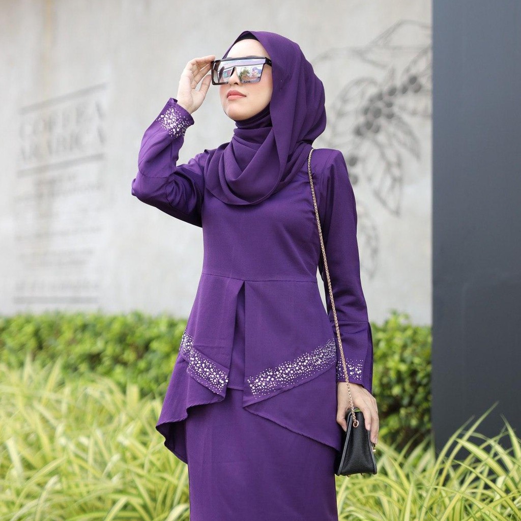 Baju Kurung Moden Putri Baju Raya Warna Baby Blue Gold Merah Dark Purple Grey Royal Blue Shopee Malaysia