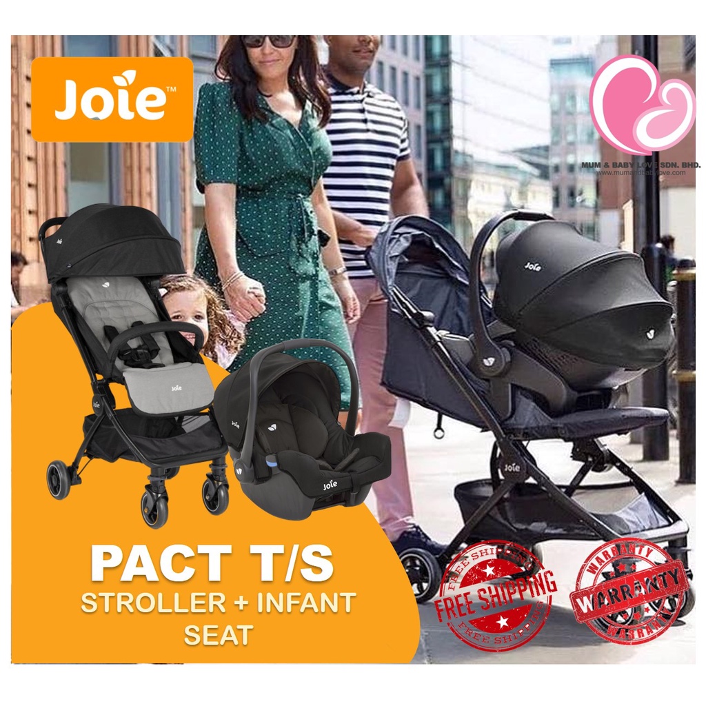 Joie Pact Travel System Stroller Baby + Gemm Infant Carrier Car Seat) Coal/ Navy