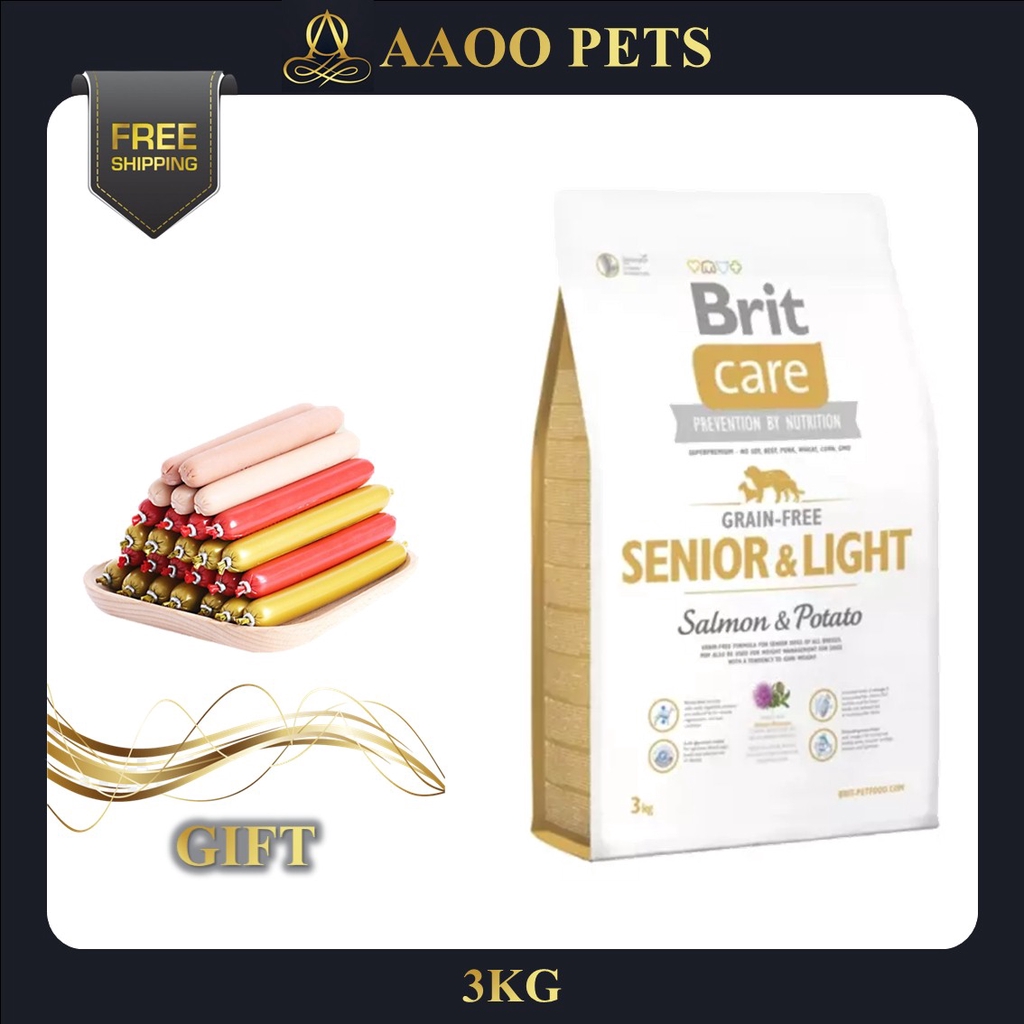 Free Gift Brit Care Grain Free Senior Light Salmon Potato 3kg Free Dog Sausage X10 Randomly Flavor Shopee Malaysia