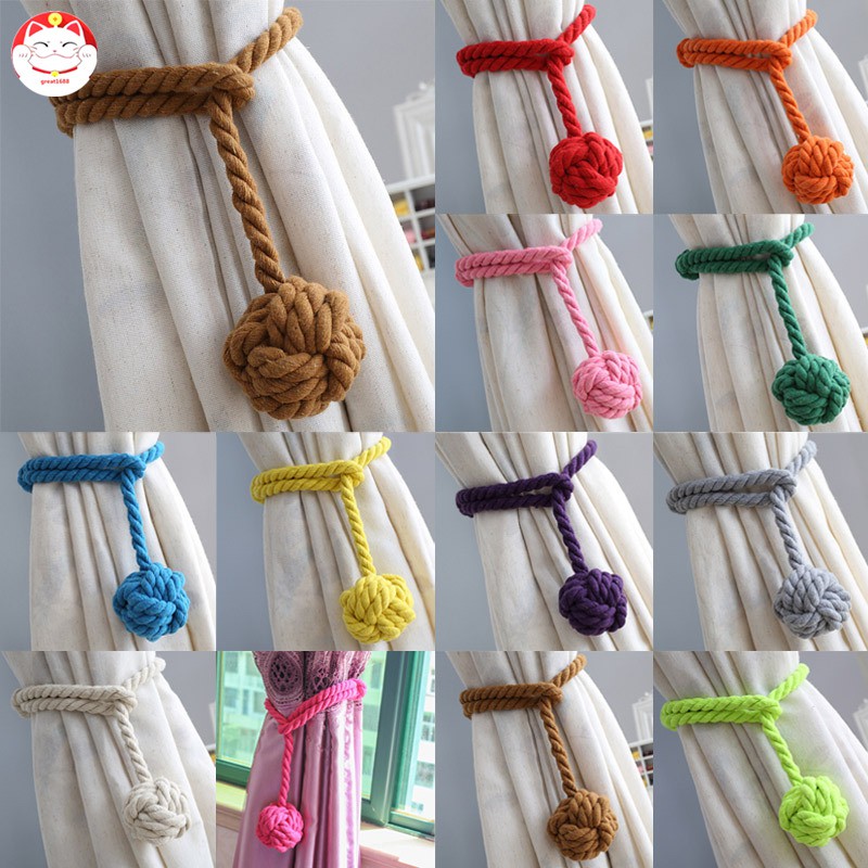 1 Pcs Window Curtain Rope Tiebacks Tie Handmade Weaving Ball
