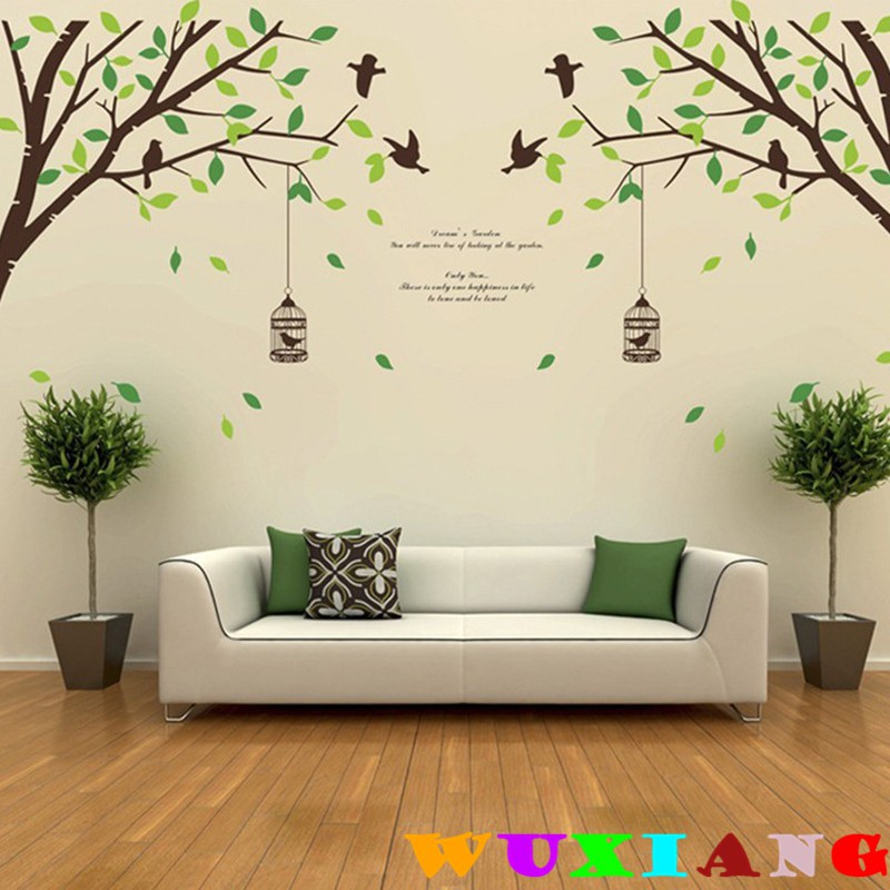 Wuxiang Pelekat Hiasan Dinding Berbentuk Sangkar Burung Besar