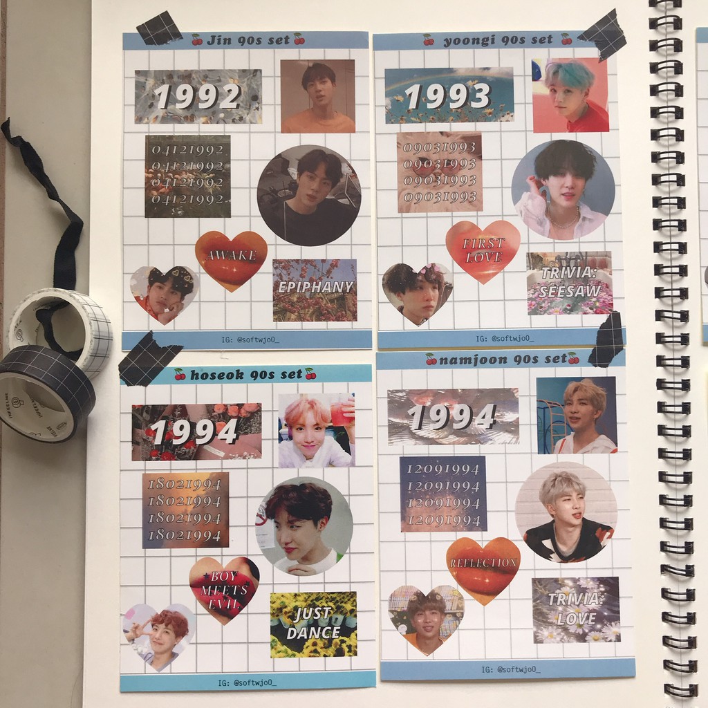 bts 90s sticker sheet printable aesthetic journaling bangtan deco journal kpop shopee malaysia