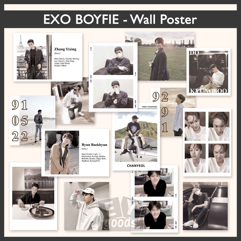 Wall Decor EXO Boyfriend Material Art print postcard poster card wall kpop baekhyun chanyeol sehun suho xiumin kai kyungsoo nct exol sc photocard wall poster deco sticker aesthetic merchandise polaroid mood board Room Decoration