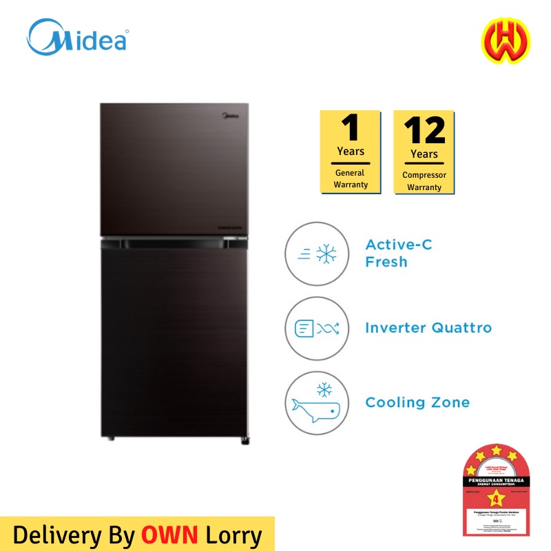 Midea 200L Inverter Quattro 2 Door Refrigerator Smart Sensor Big ...