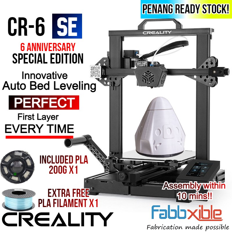 Creality 3D CR-6 SE 3D Printer- Effortless Self Bed Leveling | Shopee ...