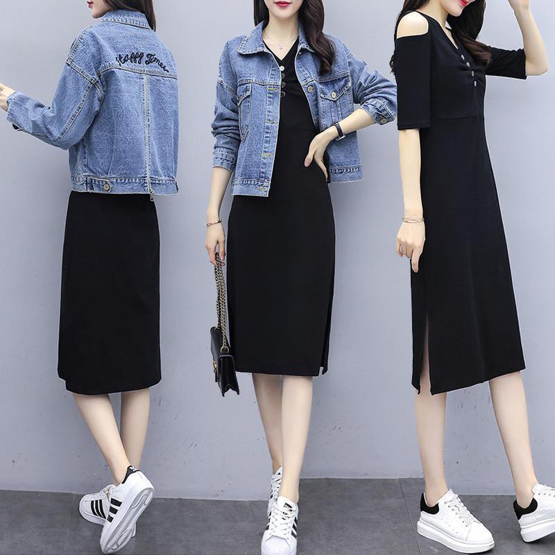 denim jacket with formal dress