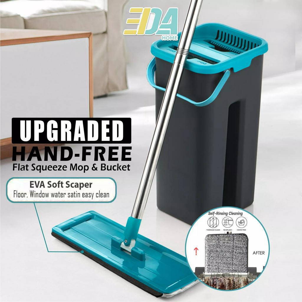 New Mop Self-Wash And Squeeze Dry Flat Mop With Bucket Microfiber Mop Pad Mop Lantai