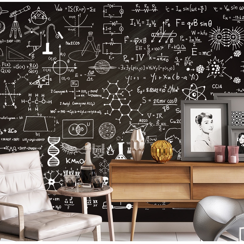 3d Chalkboard Math Science Formulas Self Adhesive Bedroom Wallpaper Wall Murals