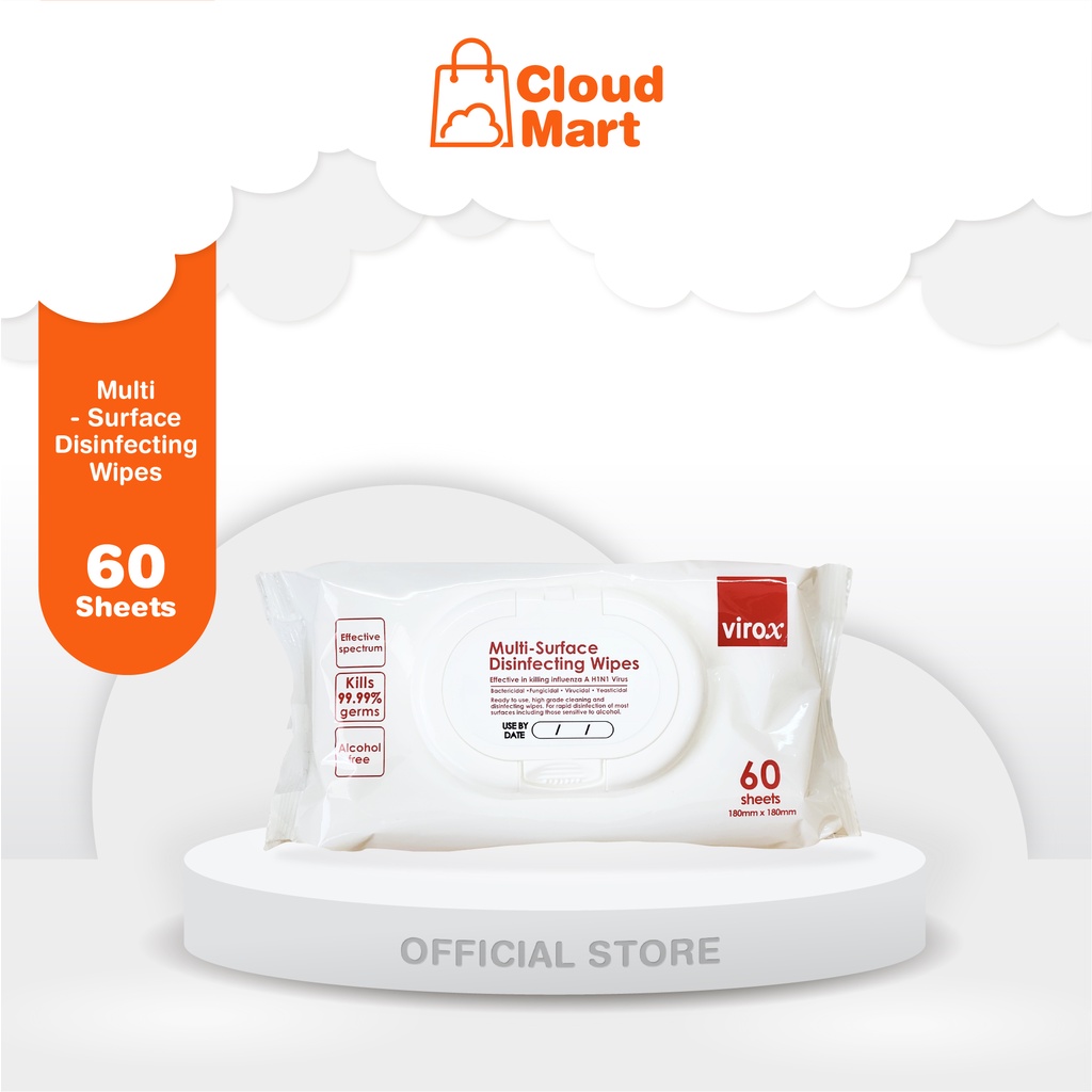 "VIROX MULTISURFACE DISINFECTING WIPES 60S ALCOHOL FREE " Shopee