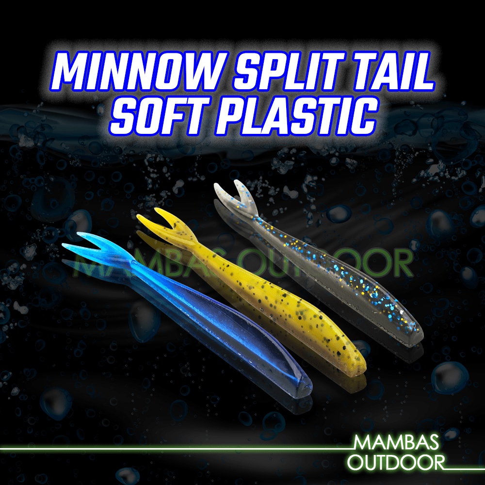 [10pcs] Minnow Split Tail Soft Plastic Ekor Gunting Ikan Bilis Siakap Haruan Zman Fishing