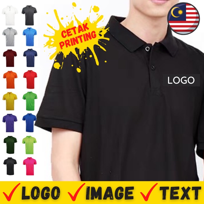 Buy u003cCUSTOM PRINT T-SHIRTu003e Quality Polo Shirt Cetak Baju Berkolar 