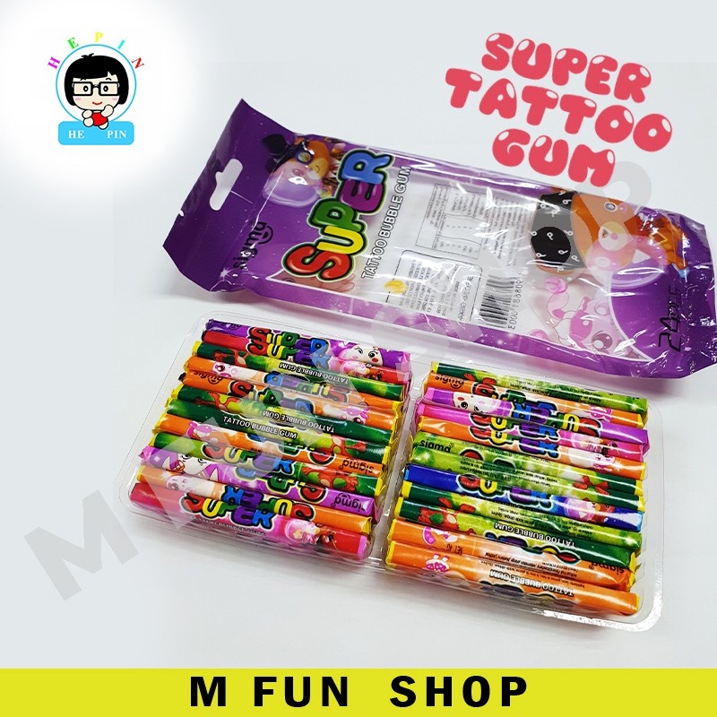 Ready Stock* Super Tattoo Bubble Gum Mix Fruit Flavor (24 pcs) | Shopee  Malaysia