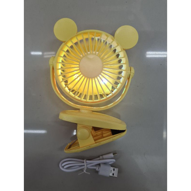 Mickey Portable Clip Fan With LED & Standing Fan 360° Rotation Cooling Desk Fans for Home Office baby stroller clip fan