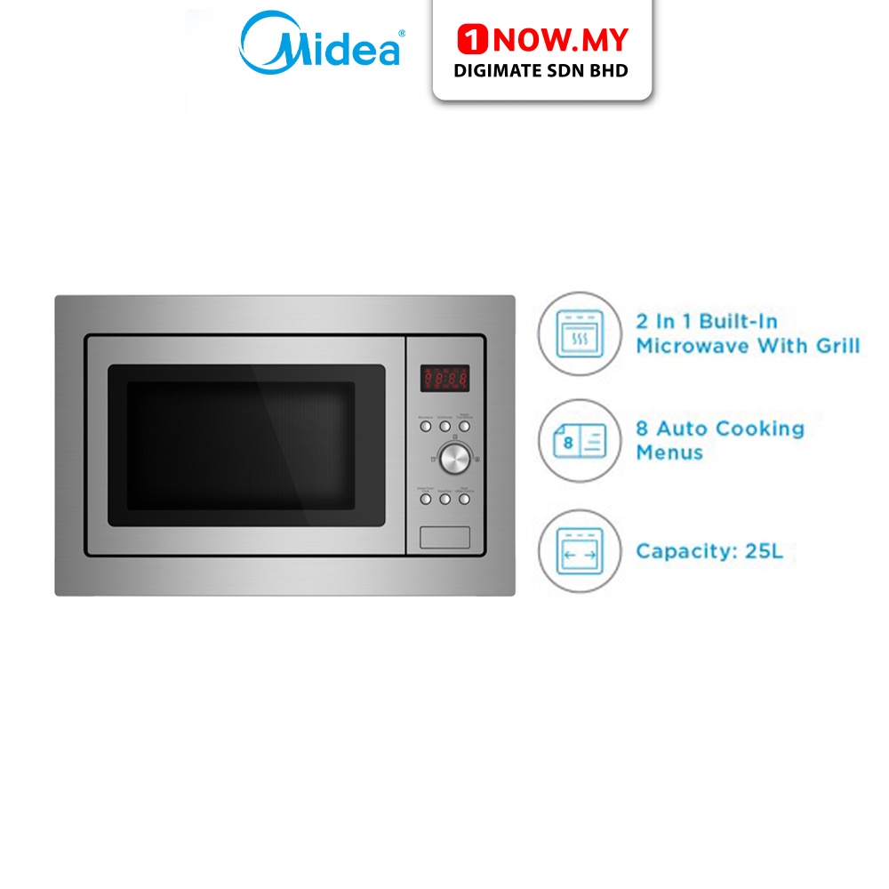 MIDEA 25L 2In1 Built In Microwave Oven with Grill Power MBM1925B