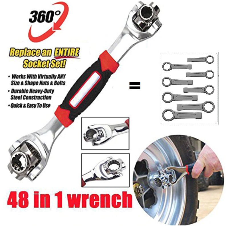 Spanar Serbaguna 360 Degree Rotation 48 In 1 Universal Wrench Bolt Socket Repair Spanner Tool Shopee Malaysia