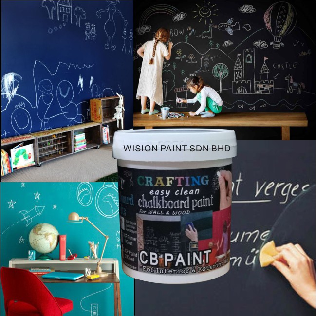 CHALKBOARD PAINT ( 1L ) CRAFTING EASY CLEAN FOR INTERIOR & EXTERIOR WALL  PAINT / PAPAN KAPUR CAT / D wpc