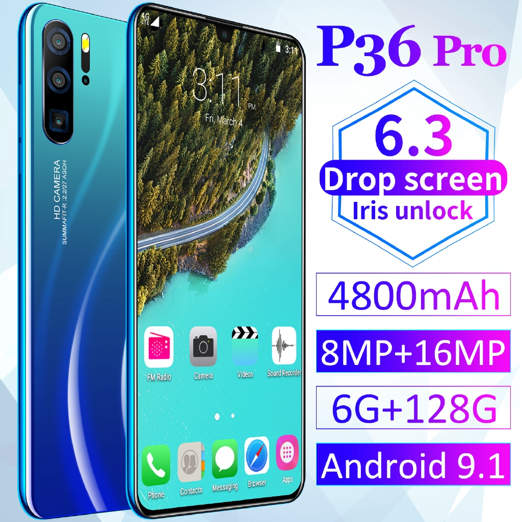 P36 Pro 6gb Ram 128gb Rom Smartphone Big Screen Mobile Phone Dual Sim Handphone Camera Phone 4gphone Shopee Malaysia