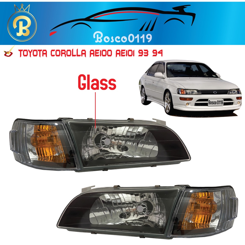 Toyota Corolla SEG AE100 AE101 Head Lamp Black Glass | Shopee Malaysia