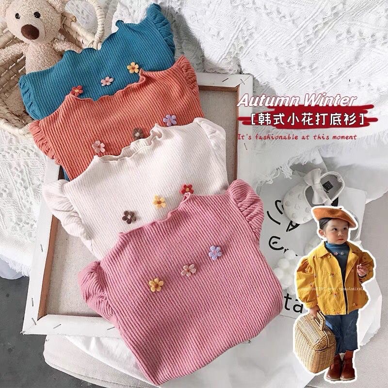 Kid flower top Flower long sleeves Baby knitted top Girl flower shirt Baju kengan panjang bayi Baju bunga gadis