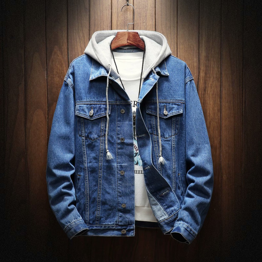 denim jacket with denim hood