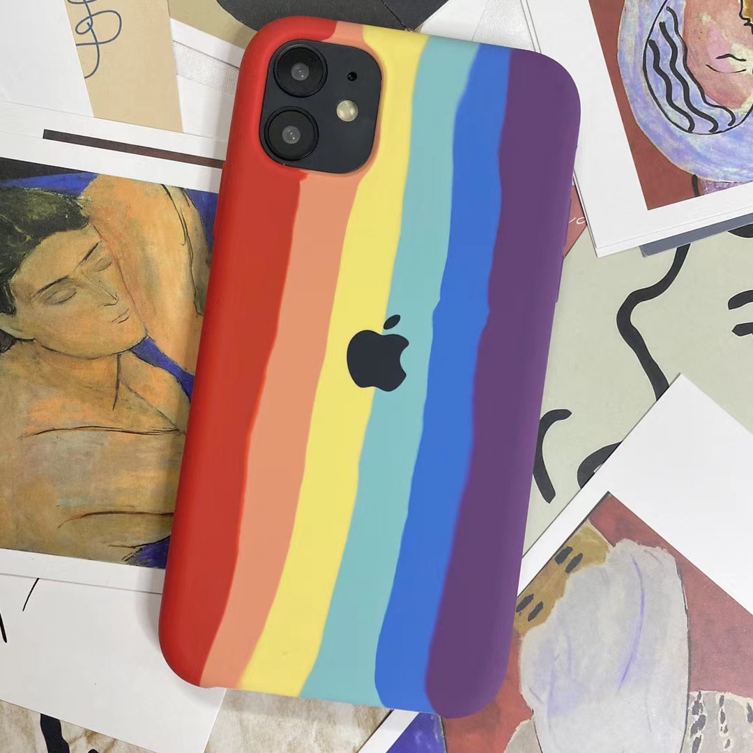 【rainbow】silicone Case Iphone 12 Pro Max 12 Mini 11 Pro Max Xs Max Xr