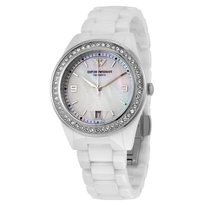 emporio armani watch women's white ceramic bracelet ar1426