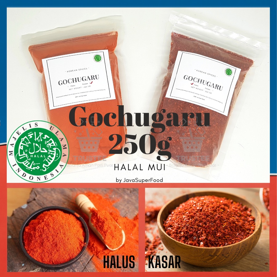 Gochugaru HALAL MUI/Chili Powder Red Pepper Powder Korea Rough & Smooth gochukaru 250gr
