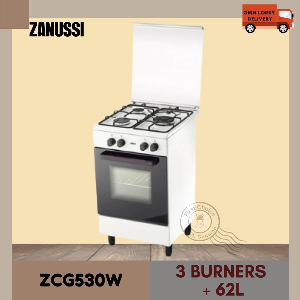 Zanussi 3/4 Burner 62L Free standing Gas Cooker With Oven ZCG530W ZCG930W ZCG940W