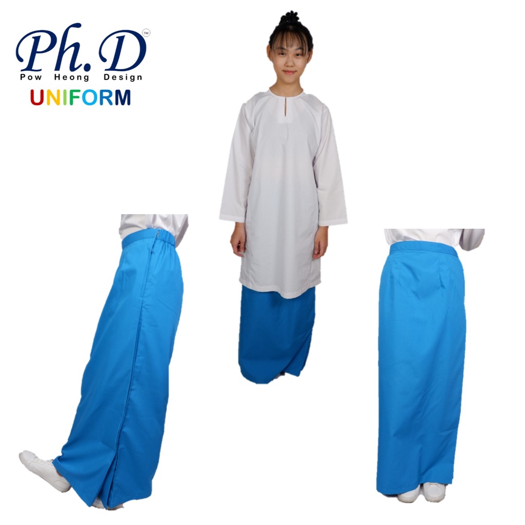 PhD School Uniform (Size SS-XXL) Biru Turquoise Kain Kurung Secondary | Kain Kurung Sekolah Menengah