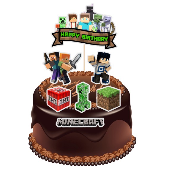 Minecraft Cake Topper Set Laminated Shopee Malaysia - minecraft and roblox cake