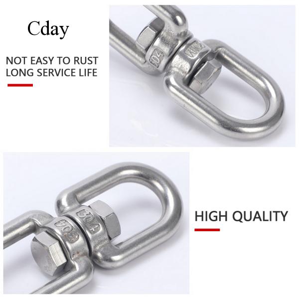 Heavy Duty Rotation Shackle Ring Connector for Chairs Ropes Swings Hammock Stainless Steel Double Ended Swivel Eye Hook with Carabiners and Quick Link Chains etc 