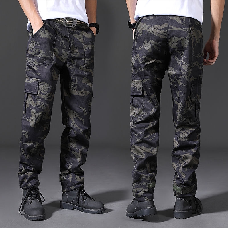 Runtip Tactical Camouflage Pants Military Cargo Pants Men Wear Resistant Work Military Work