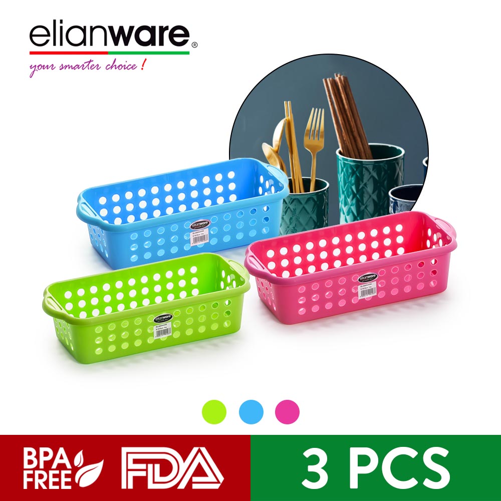 Elianware 3pcs Multipurpose Desk Organizer Portable Utensils Tableware Storage Basket