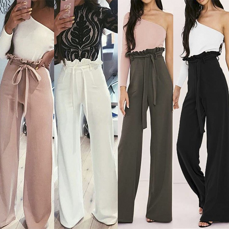 high waisted ruffle pants