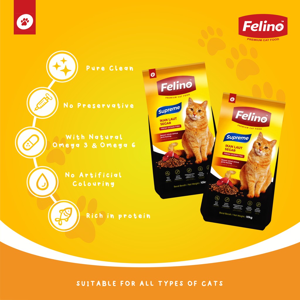 10 Kg Makanan Kucing Premium Berkualiti Berkhasiat FELINO SUPREME 