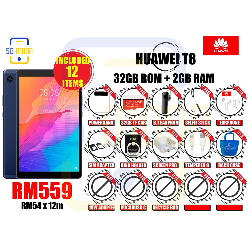 Huawei Matepad T8 Ready Stock 12 Items Included Free Gifts Worth Rm179 Original Huawei Malaysia 1 Year Warranty Shopee Malaysia
