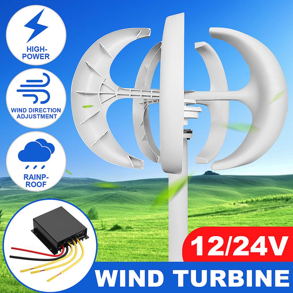 400W DC12V/24V Wind Turbine Generator Lanterns Vertical Axis Controller 5 Blades 