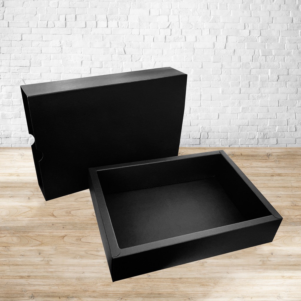Black Gift box(L) | Black Kraft Box | Slide in Black Box | Small cute ...