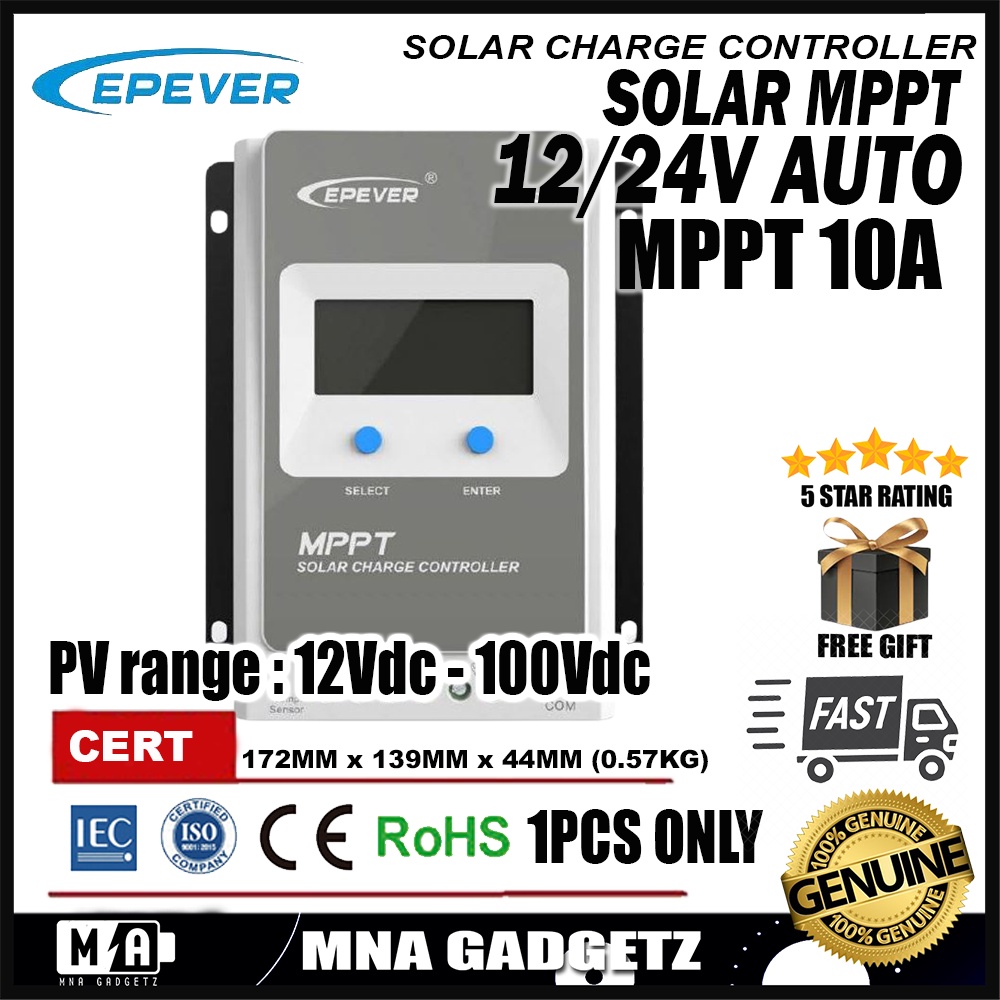 Powmr Epever Solar Charge Controller Solar Mppt 12v 24v 10a a 30a 40a Readystok Mna Gadgetz Shopee Malaysia