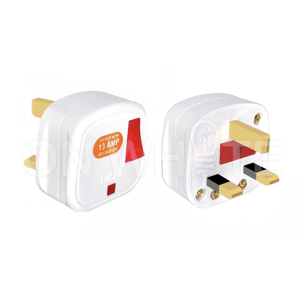 Plug Top 13A W/Neon & Switch ON/OFF [ UK TYPE ] - 3PIN / 3 PIN Full ...