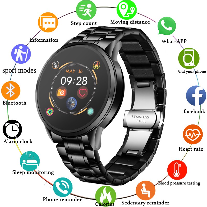 waterproof sport smart watch blood pressure heart rate monitor for ios android