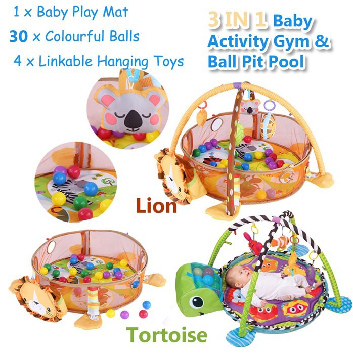 Iv 3 In 1 Lion Tortoise Baby Activity Gym Ball Pit Pool Indoor