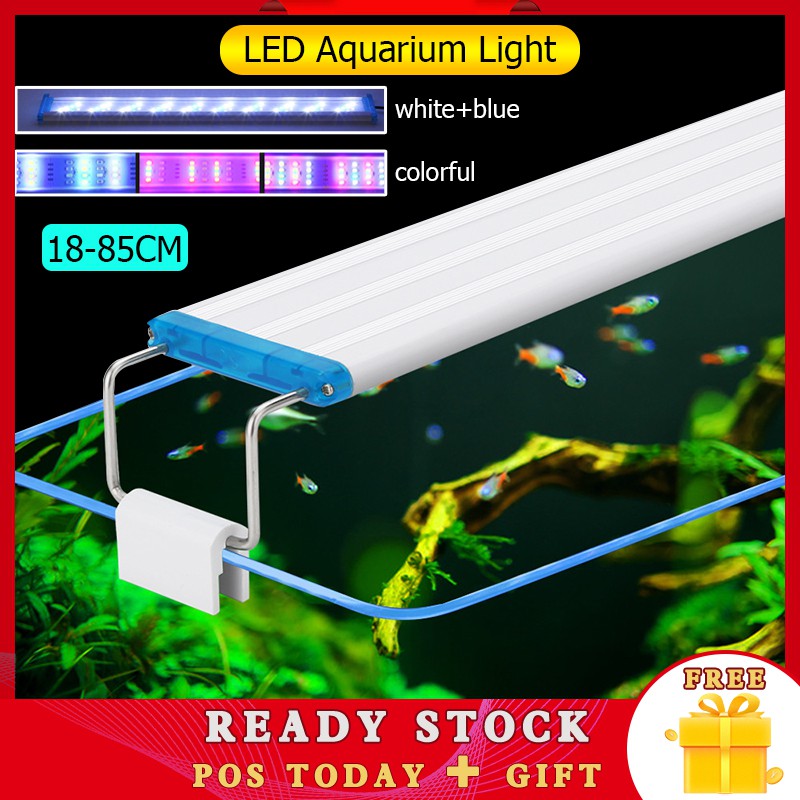 Aquarium Light 18-85cm 3 Modes Aquarium Lamp LED Fish Tank Light Water ...