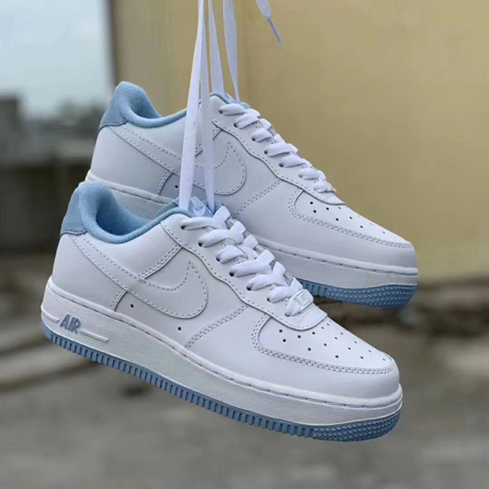 white and baby blue nike