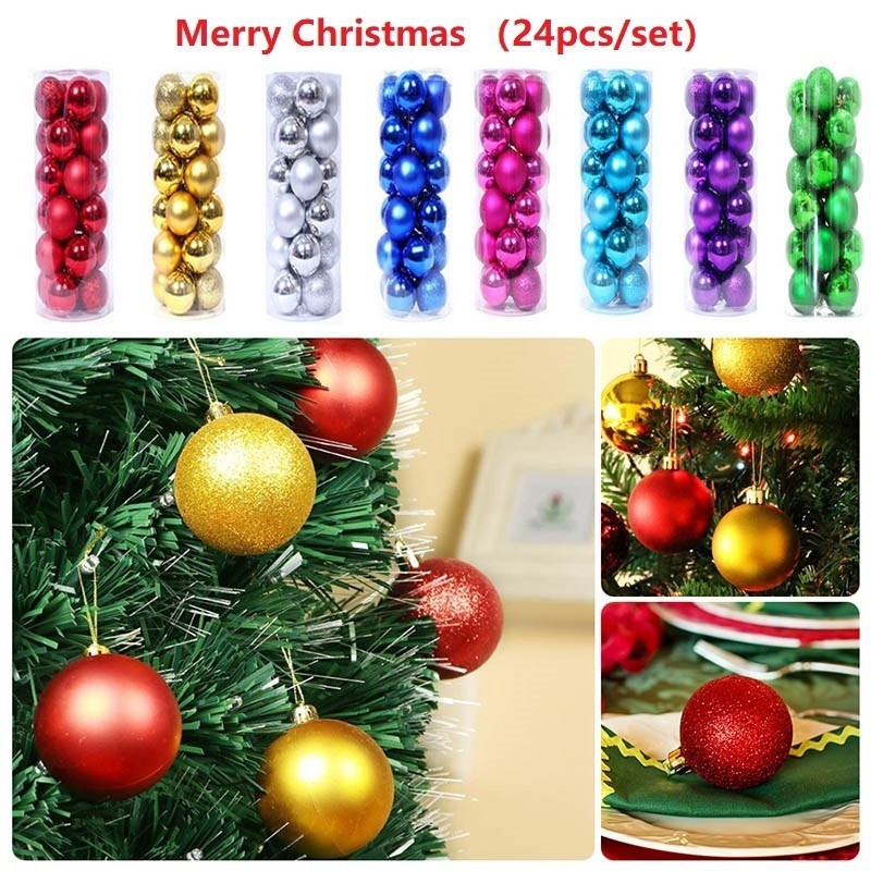 24pcs Christmas Decoration Ball Xmas Tree Hanging Pendant Hotel