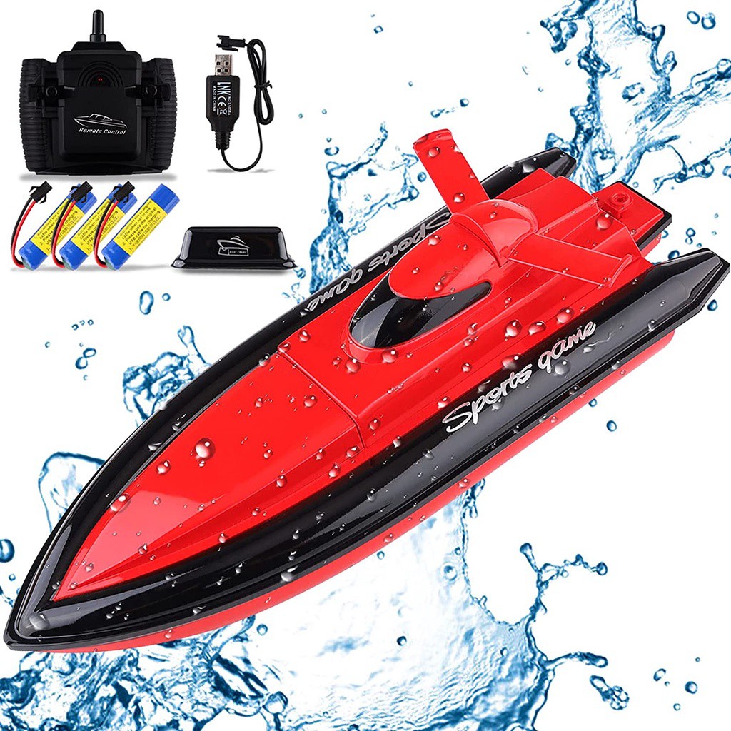 2.4 Ghz Fast Electric RC Water Boat Toy for Boys& Girls Remote Control Boat for Pools and Lakes RC Boat High Speed Remote Control Racing Boat for Adults and Kids & Pools and Lakes 2 Batteries 