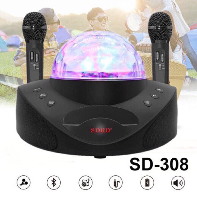 SDRD DUAL WIRELESS MICROPHONE BLUETOOTH KARAOKE SPEAKER SD-308 MOBILE ...