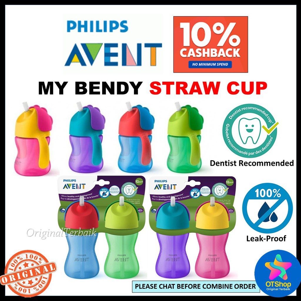 Botol Air Philips Avent Straw Cup My Bendy Dinosaur 7oz & 10oz / Botol