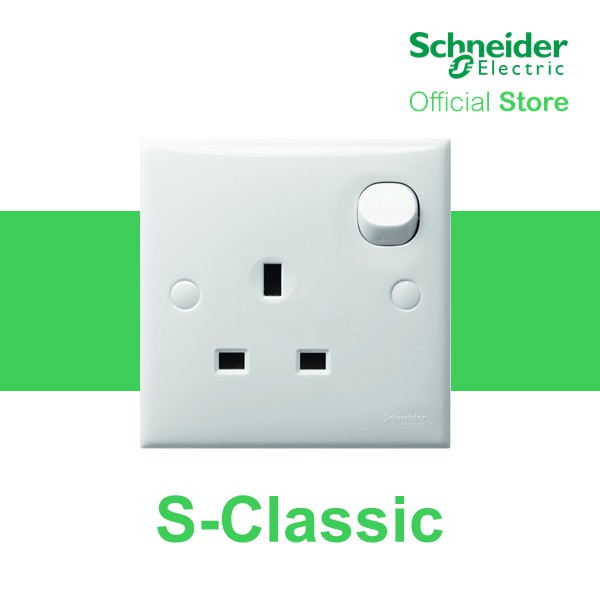 Schneider Electric SClassic 13A 1 Gang Switched Socket White Shopee